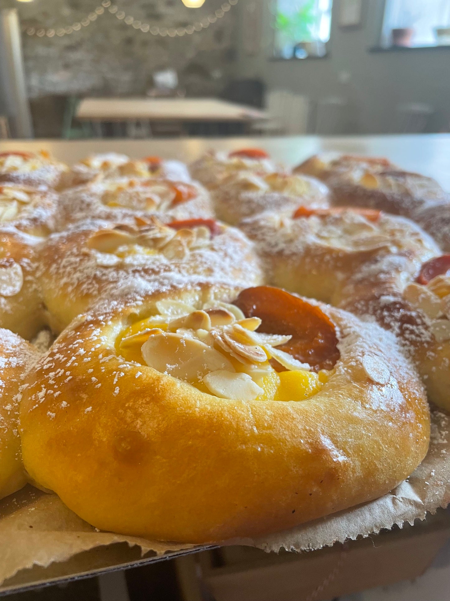 Apricot & custard brioche bun