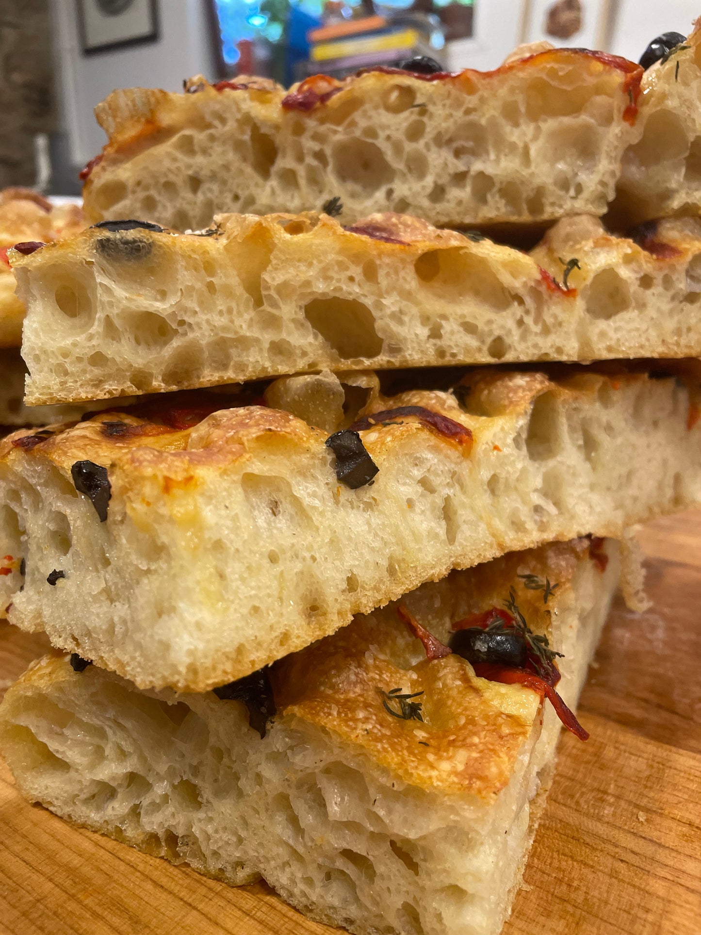 Nettle pesto, tomato & mozzarella focaccia slab