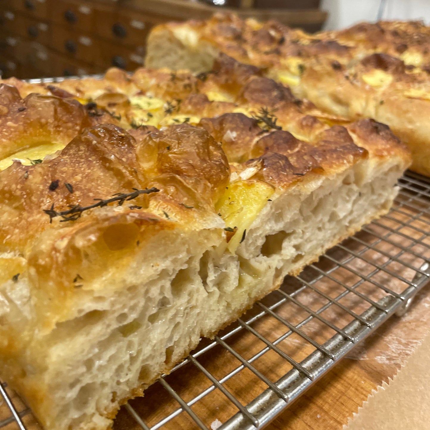 Potato, onion & thyme focaccia