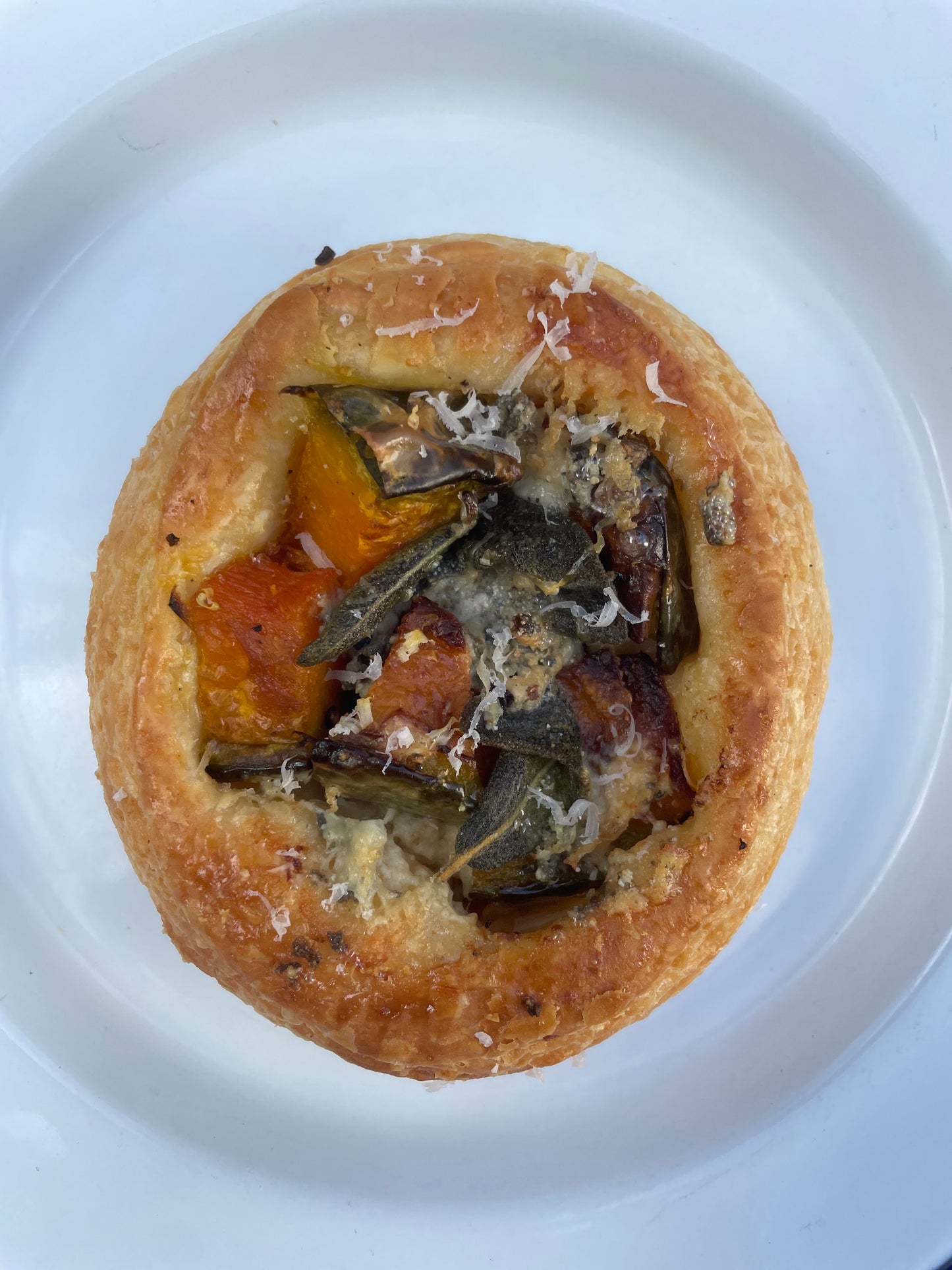 Roast squash, Cornish blue & sage pastry