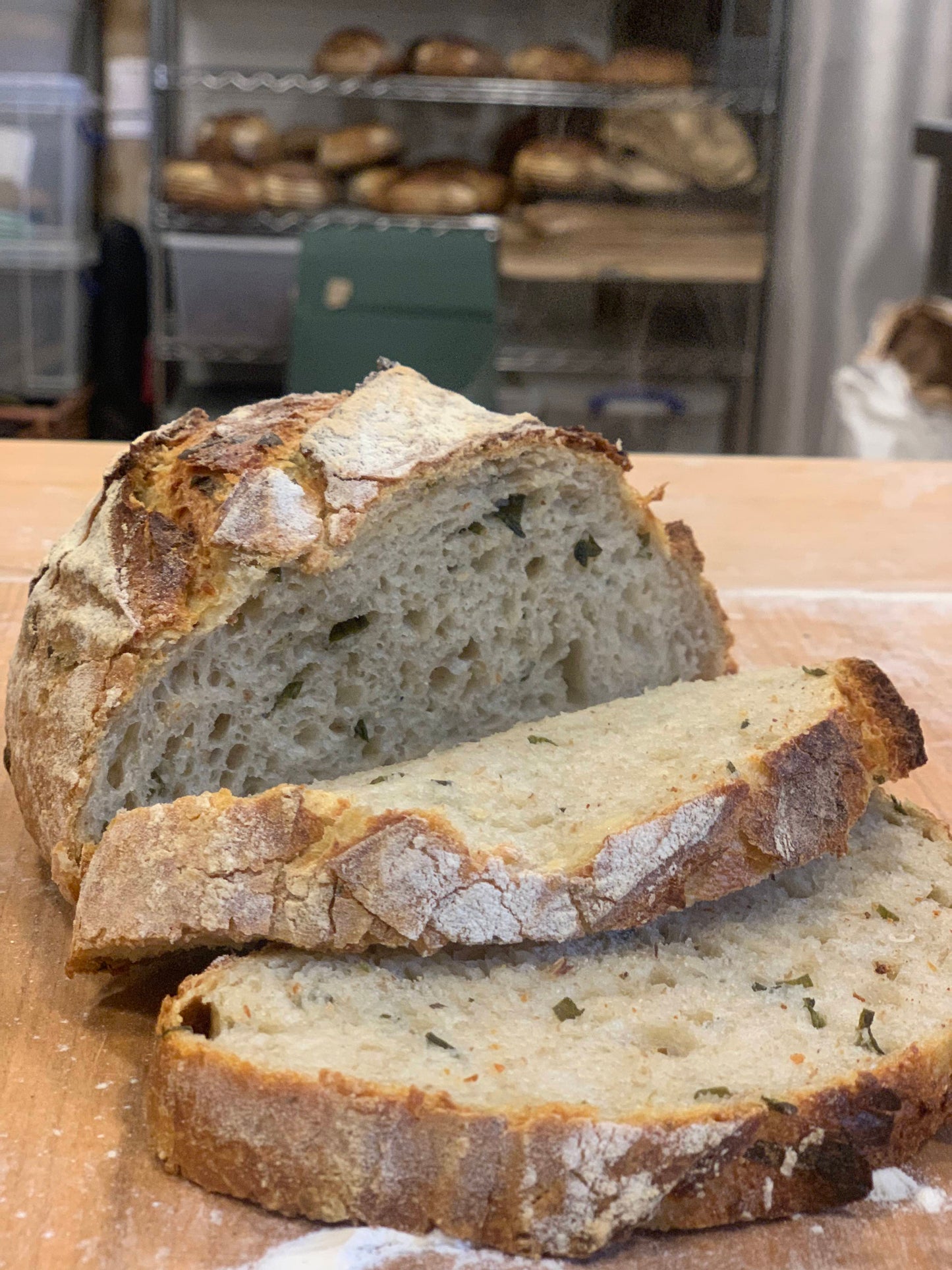 Cheese & three-cornered leek sourdough