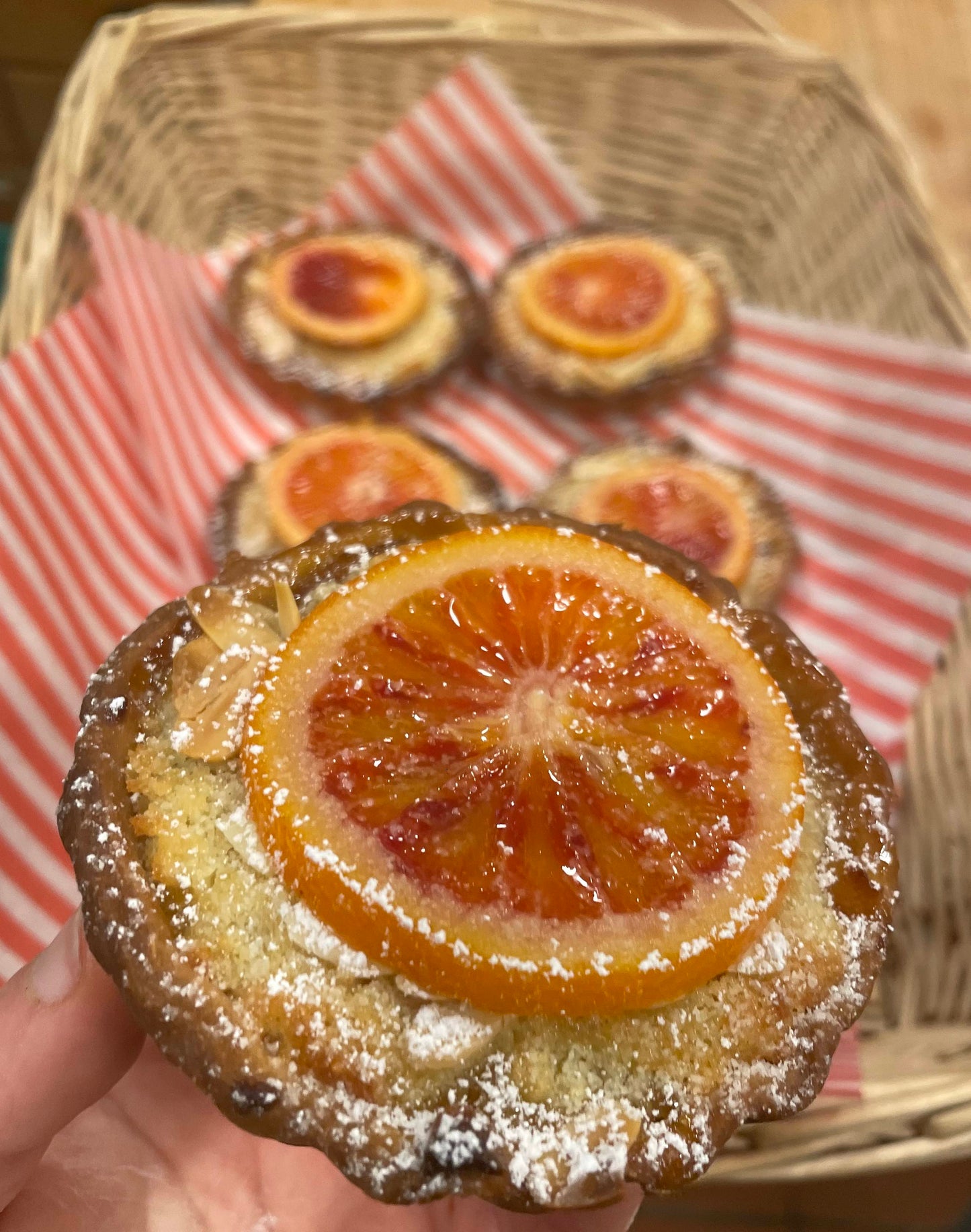 Blood orange & frangipane tart