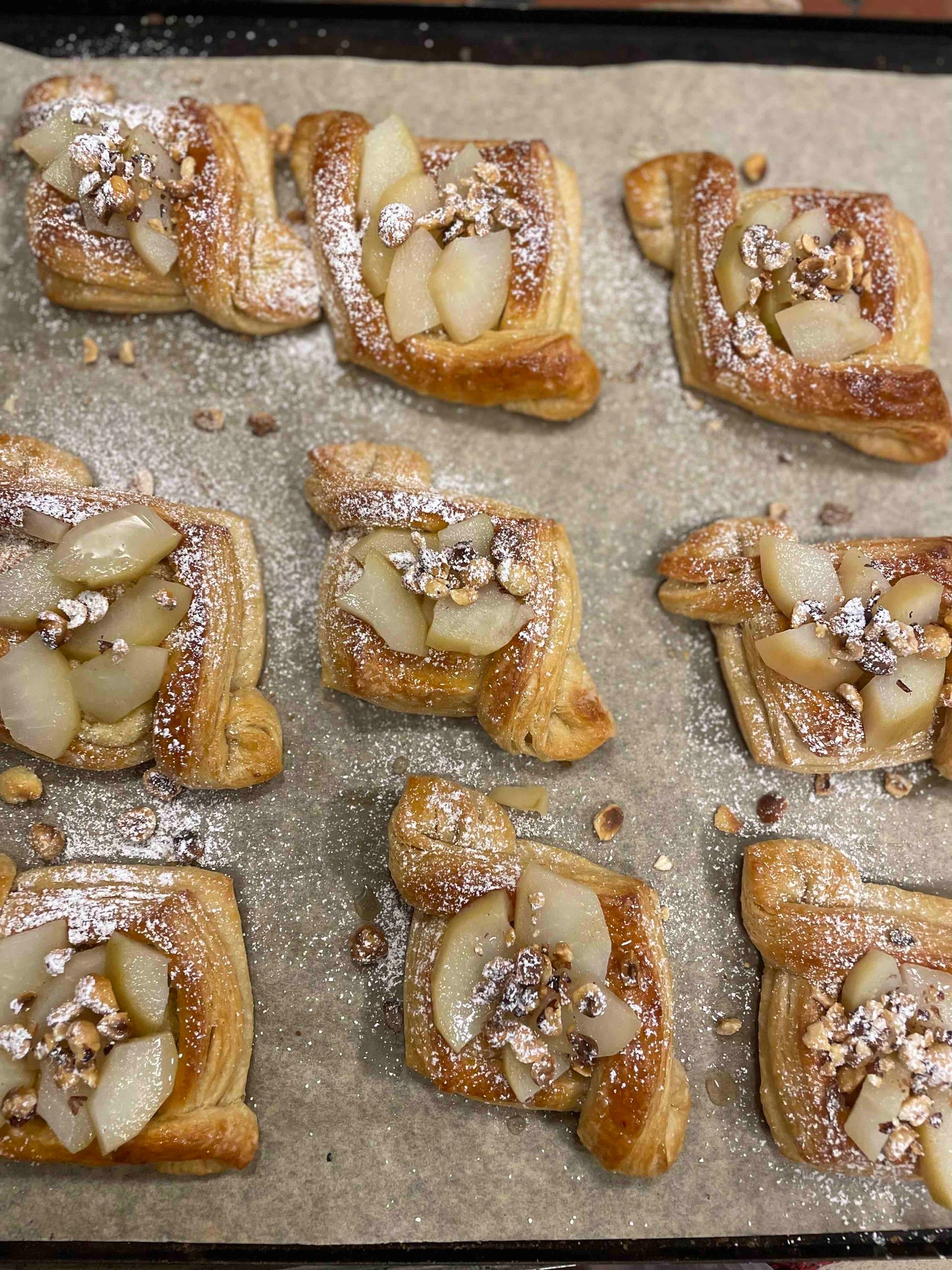 Pear, frangipane & hazelnut Danish