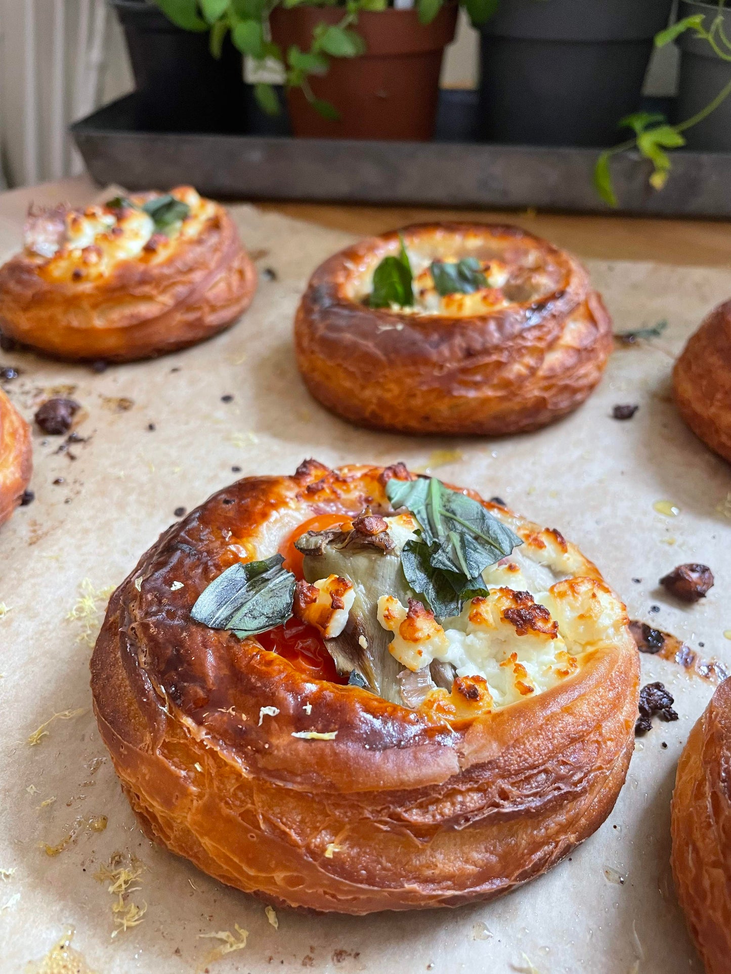 Courgette, ricotta & almond Danish