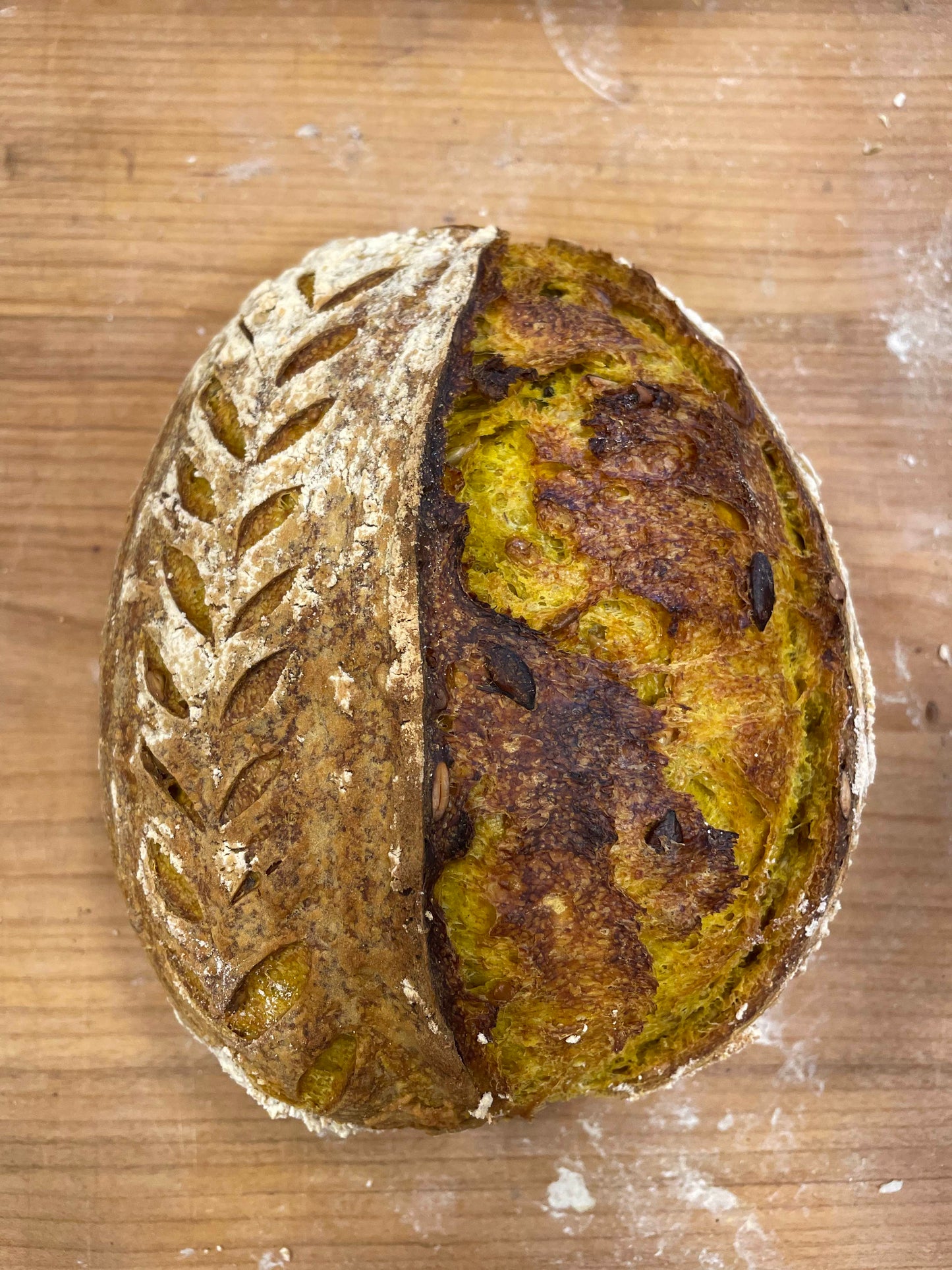 Turmeric, sunflower and pumpkin seed sourdough