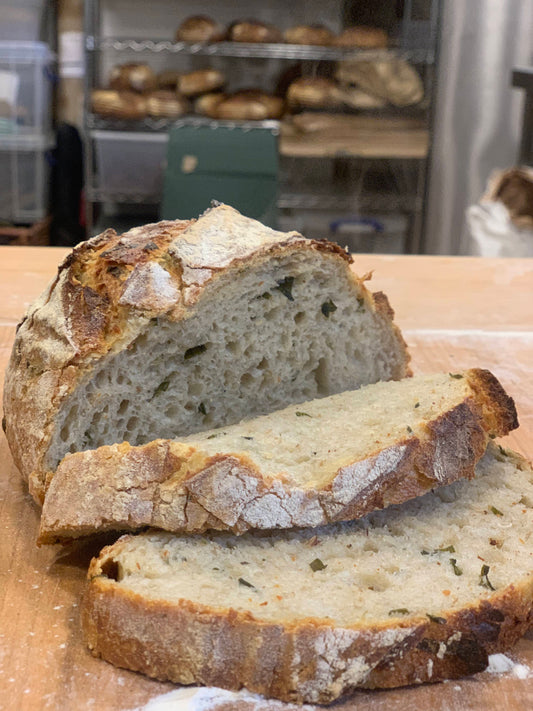 Cheese & three-cornered leek sourdough